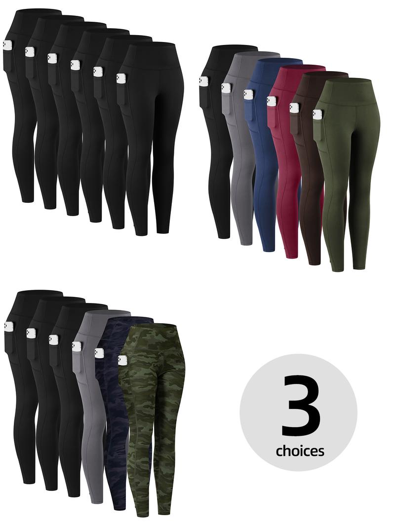 【Local Shipping 】CHRLEISURE 6-PACK High Waist Pants with Pockets Running Yoga Leggings for Women Workout Leggings with Pockets