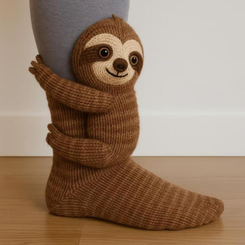3D Knit Animal Socks, Knitted Plush Animal Pattern Socks - Cute Animal Design Socks, One Size Fits All, Quirky Style, Novelty Design, Soft Fabric, Durable Stitching, Unisex.