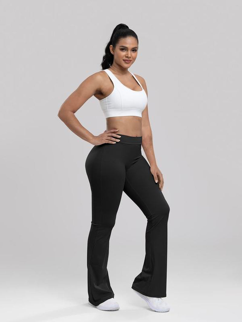 Arsoxy Women V Back Scrunch Butt Flared Leggings Soft High Waisted Booty Tights Workout Gym Flare Yoga Pants