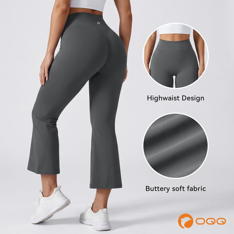 OQQ Women'S Casual Pants Soft Wide Leg Cropped Flare Pants for Women High Waist Comfortable and Elastic Relaxed Trousers