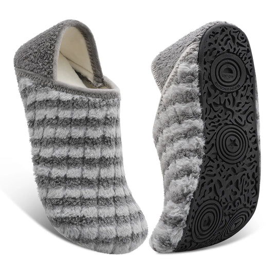 Mens Cozy Memory Foam Slippers Womens Slip on Warm House Slippers Grey