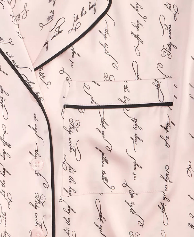 Women'S Printed Satin Long Pajama Set, Macy'S Exclusive