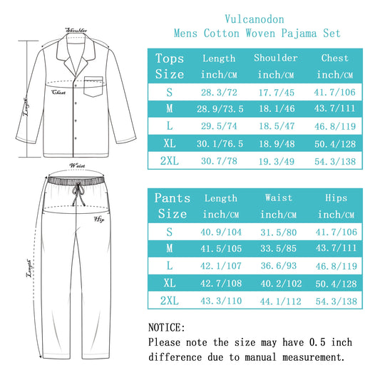 Mens Pajama Set 100% Cotton, Long Sleeve Button down PJ Set for Men Plaid Men'S Sleepwear(Royal Blue-Plaid, L)