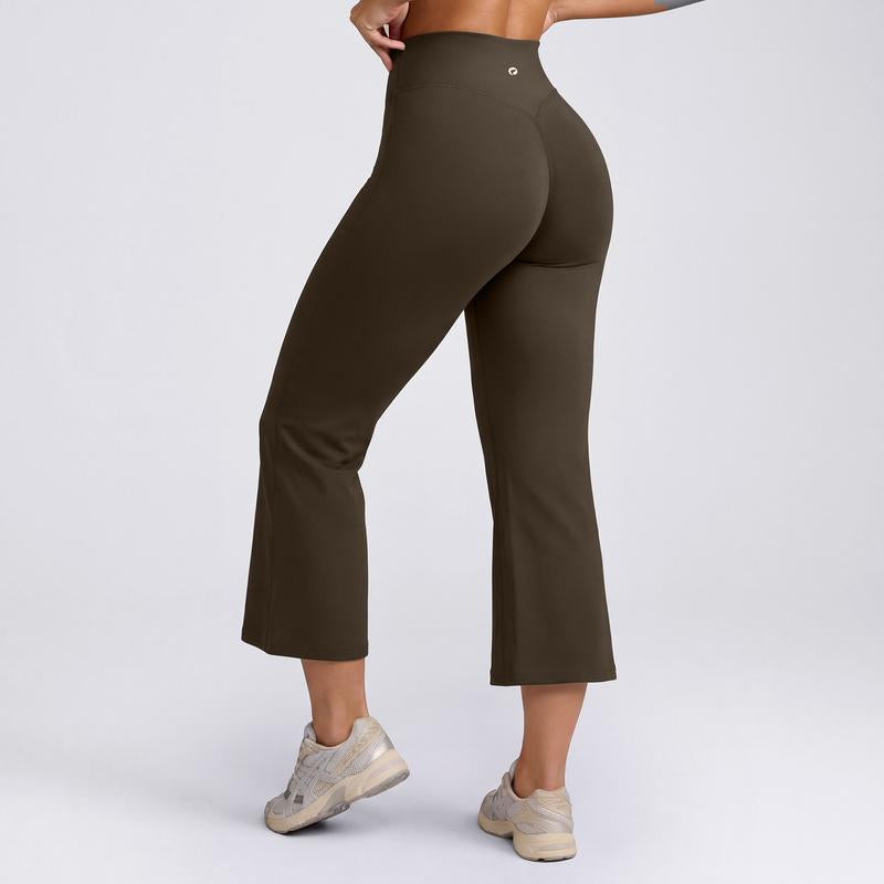 OQQ Women'S Casual Pants Soft Wide Leg Cropped Flare Pants for Women High Waist Comfortable and Elastic Relaxed Trousers