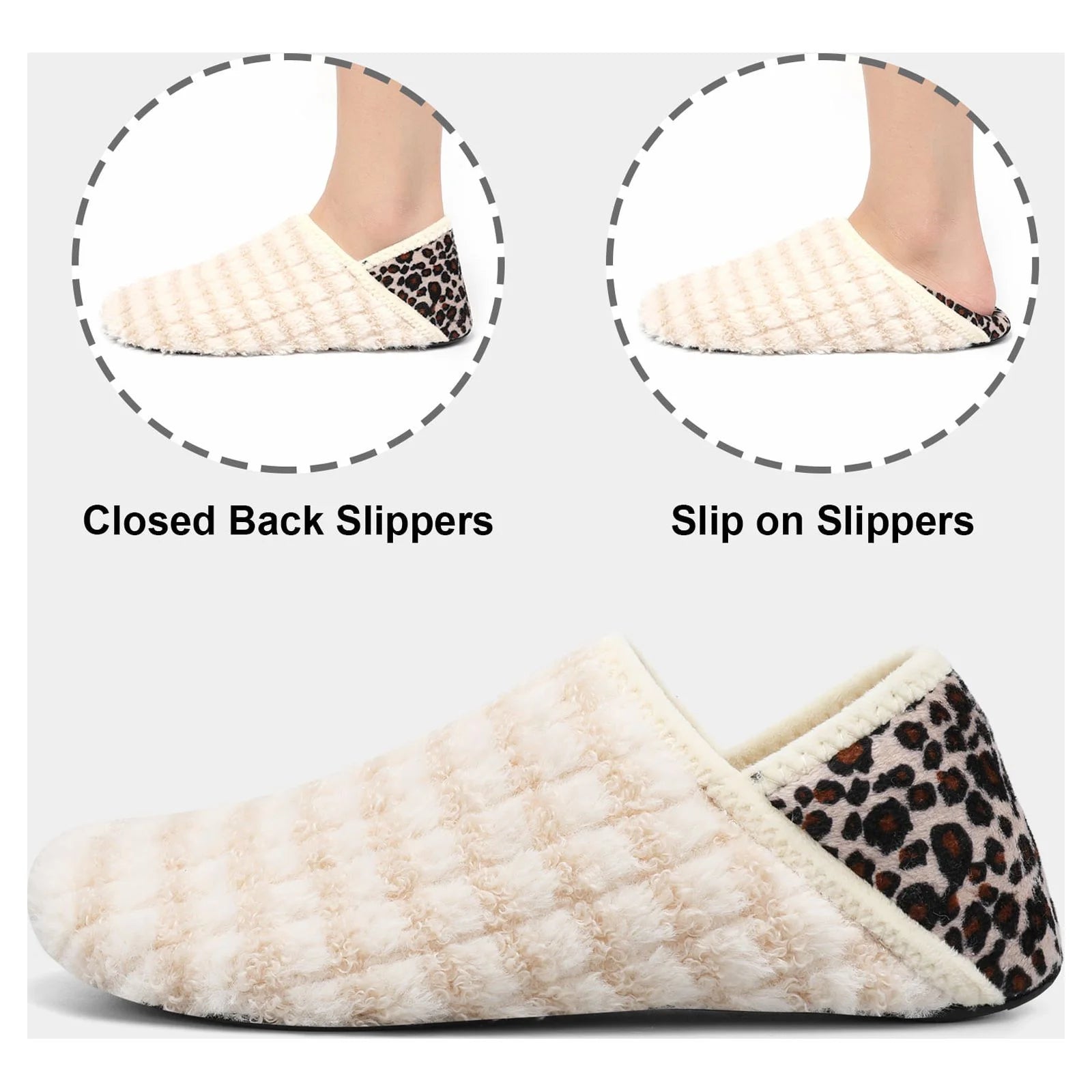 Womens Mens Slippers House Slipper Slip on Fuzzy House Shoes Indoor/Outdoor Beige