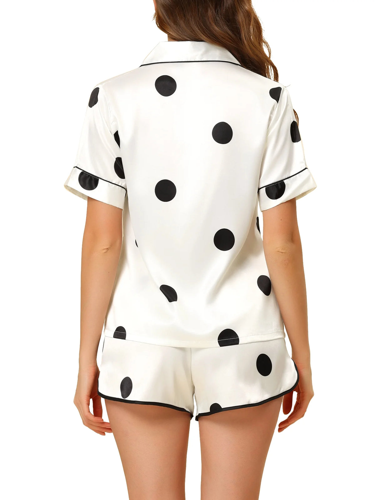 Women'S Satin Pajama Sets Nightwear Sleepwear Tops with Shorts Lounge Sets M White