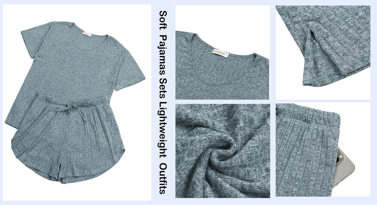 2 Piece Sets Summer Pajamas Womens Tops and Shorts Sleepwear Outfits Lounge Sets Casual