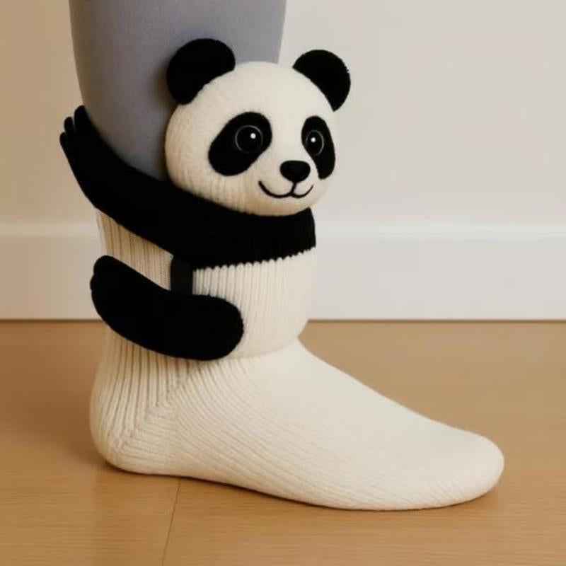 3D Knit Animal Socks, Knitted Plush Animal Pattern Socks - Cute Animal Design Socks, One Size Fits All, Quirky Style, Novelty Design, Soft Fabric, Durable Stitching, Unisex.