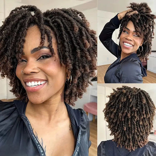 Locs Afro Bob Braided Wig Synthetic Faux Locs Crochet Twist Braiding Wig Versatile Dreadlocks Style Short Wigs for Women