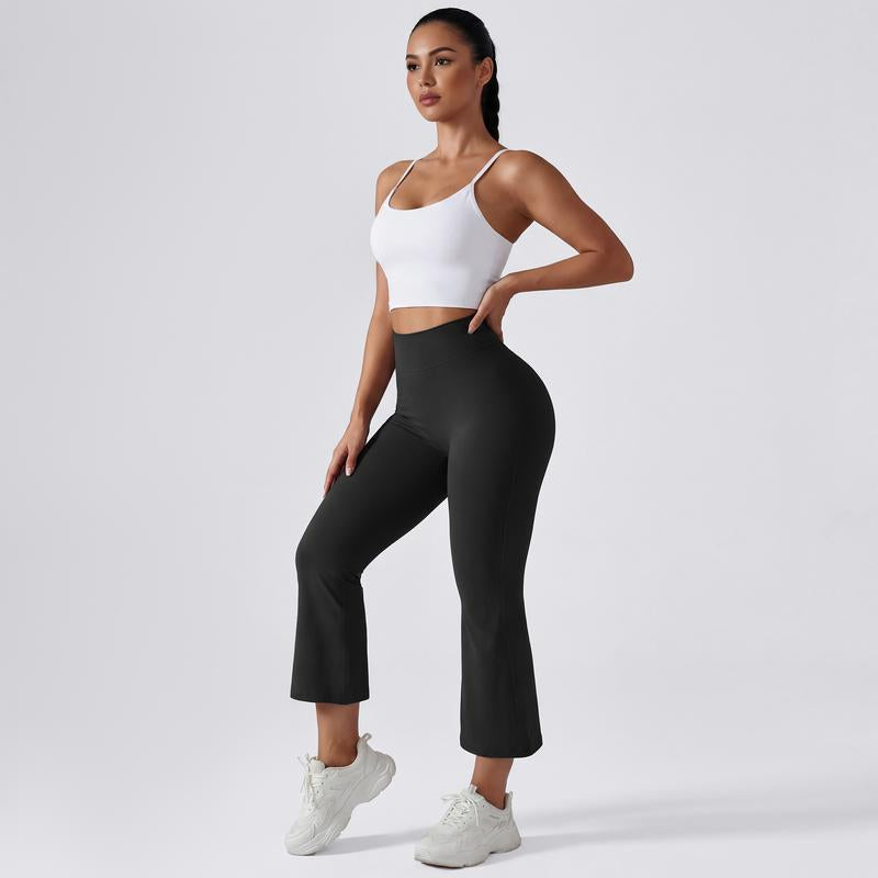 OQQ Women'S Casual Pants Soft Wide Leg Cropped Flare Pants for Women High Waist Comfortable and Elastic Relaxed Trousers