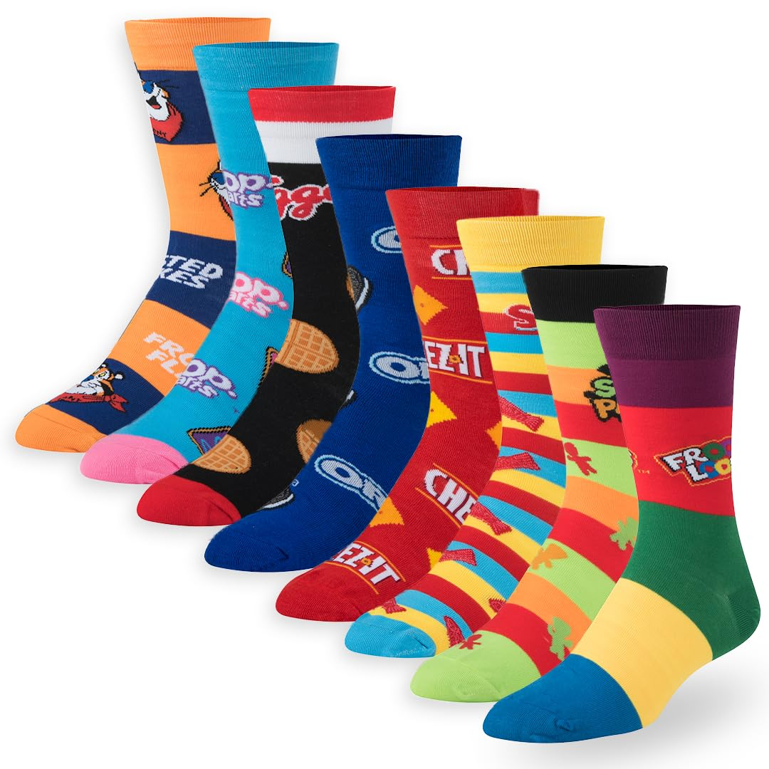 Mens Dress Socks Fun Funny Novelty Colorful Crazy Crew Dress Socks for Men 8-12