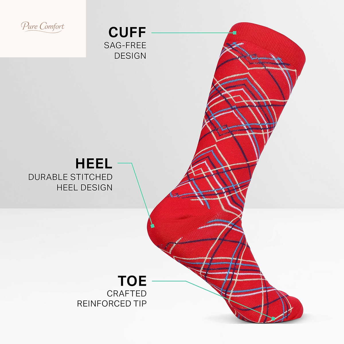 Marino Mens Patterned Dress Socks, Colorful Fun Socks, Fashion Cotton Socks - 5 Pack - Conventional Design Dress Socks