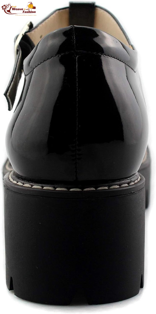 for Women T-Strap Mary Jane Shoes School Uniform Platform Pumps Chunky Mid Heel Goth Shoes