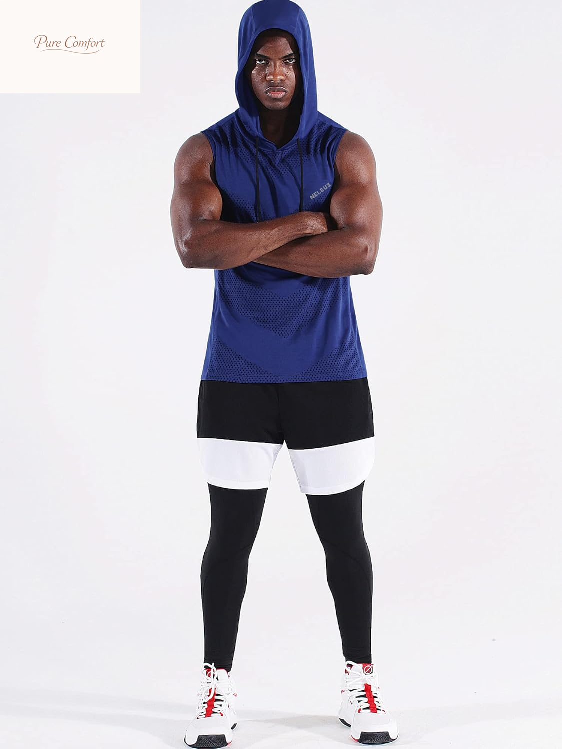 Men'S Workout Tank Tops 3 Pack Sleeveless Running Shirts with Hoodie