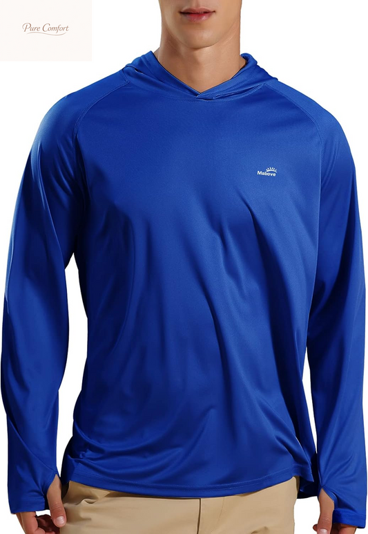 Men'S UPF 50+ Long Sleeve Sun Shirts UV Protection Hoodie Rash Guard Hiking Fishing Swim T Shirt