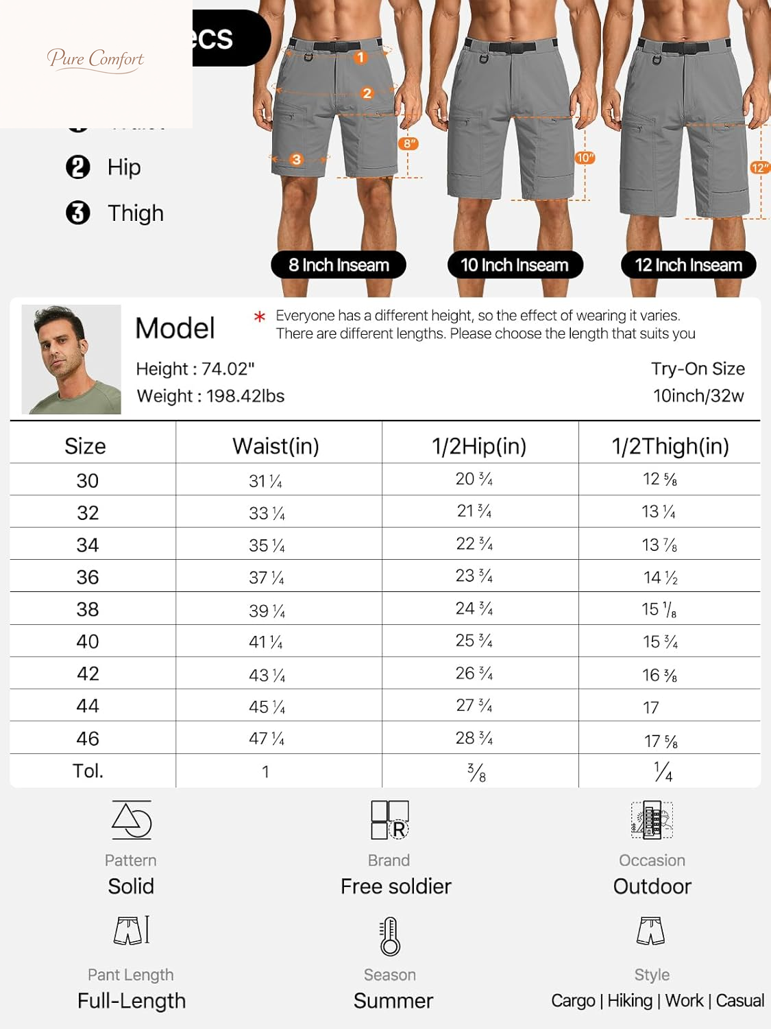 Men'S Cargo Hiking Shorts with Belt Lightweight Quick Dry Tactical Shorts with Pockets for Casual Work Golf