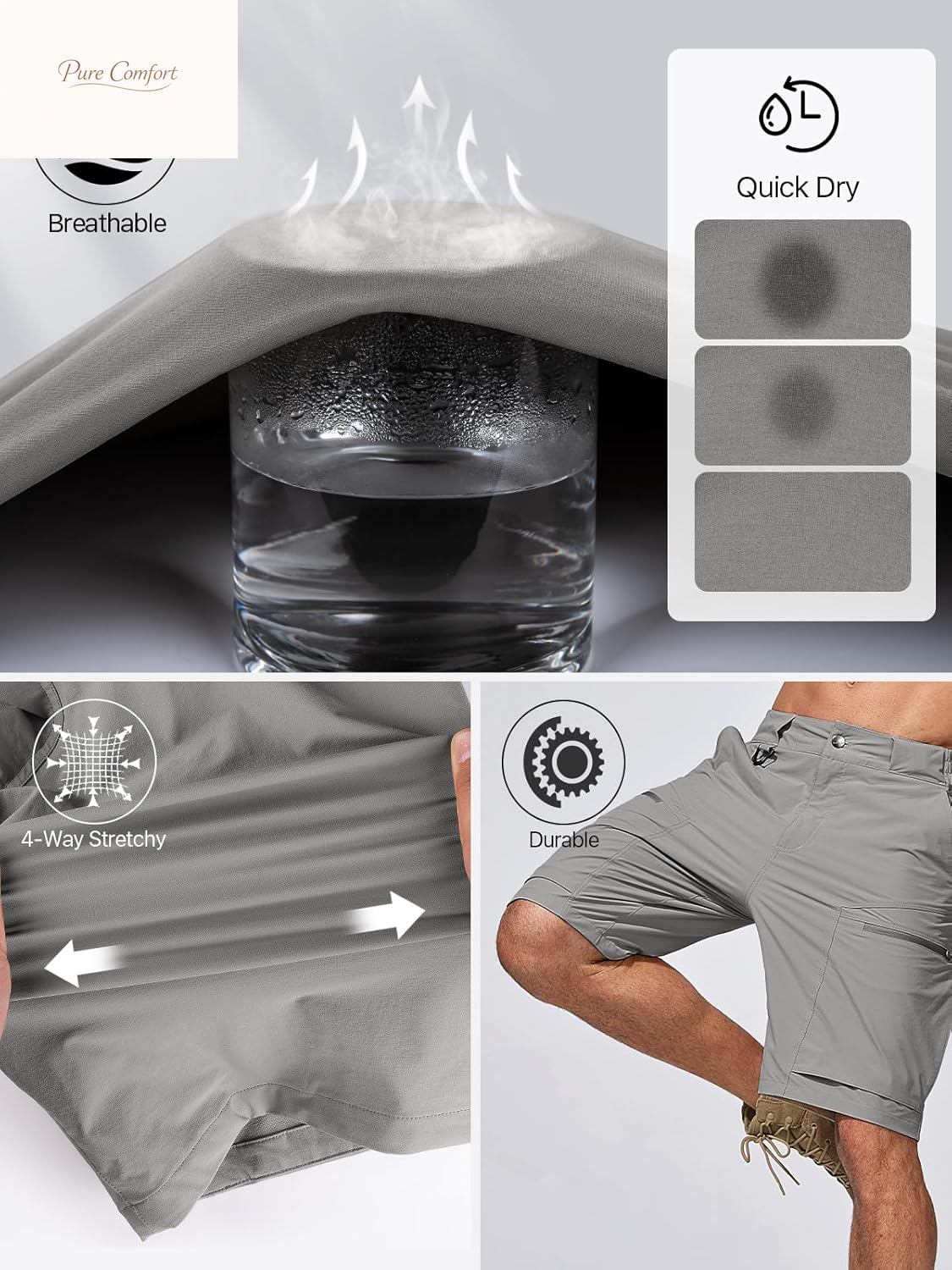 Men'S Cargo Hiking Shorts with Belt Lightweight Quick Dry Tactical Shorts with Pockets for Casual Work Golf