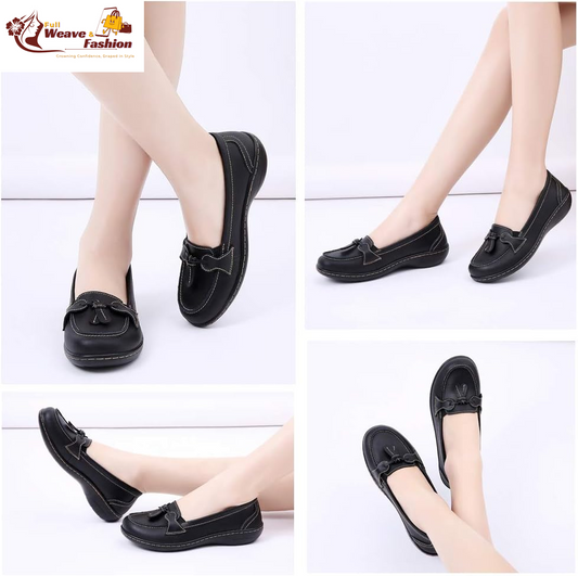 Loafers for Women Slip on Comfort Leather Tassel Dress Shoes