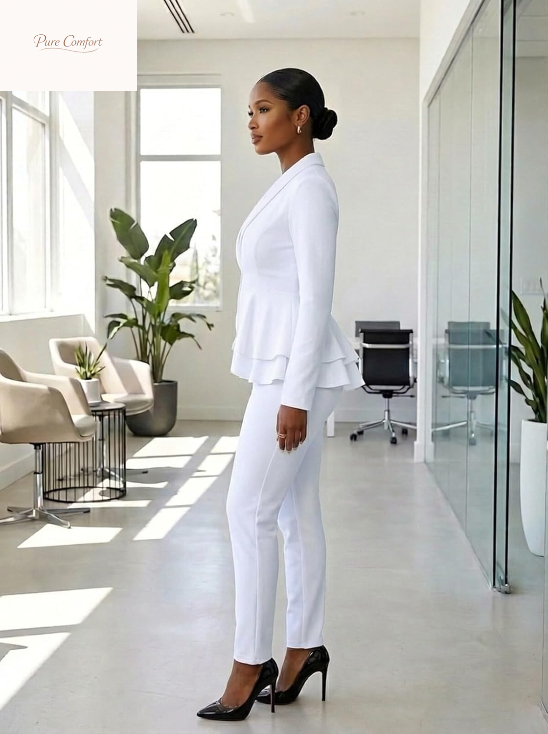 Sexy 2 Piece Outfits for Women Long Sleeve Solid Blazer with Pants Casual Elegant Business Suit Sets