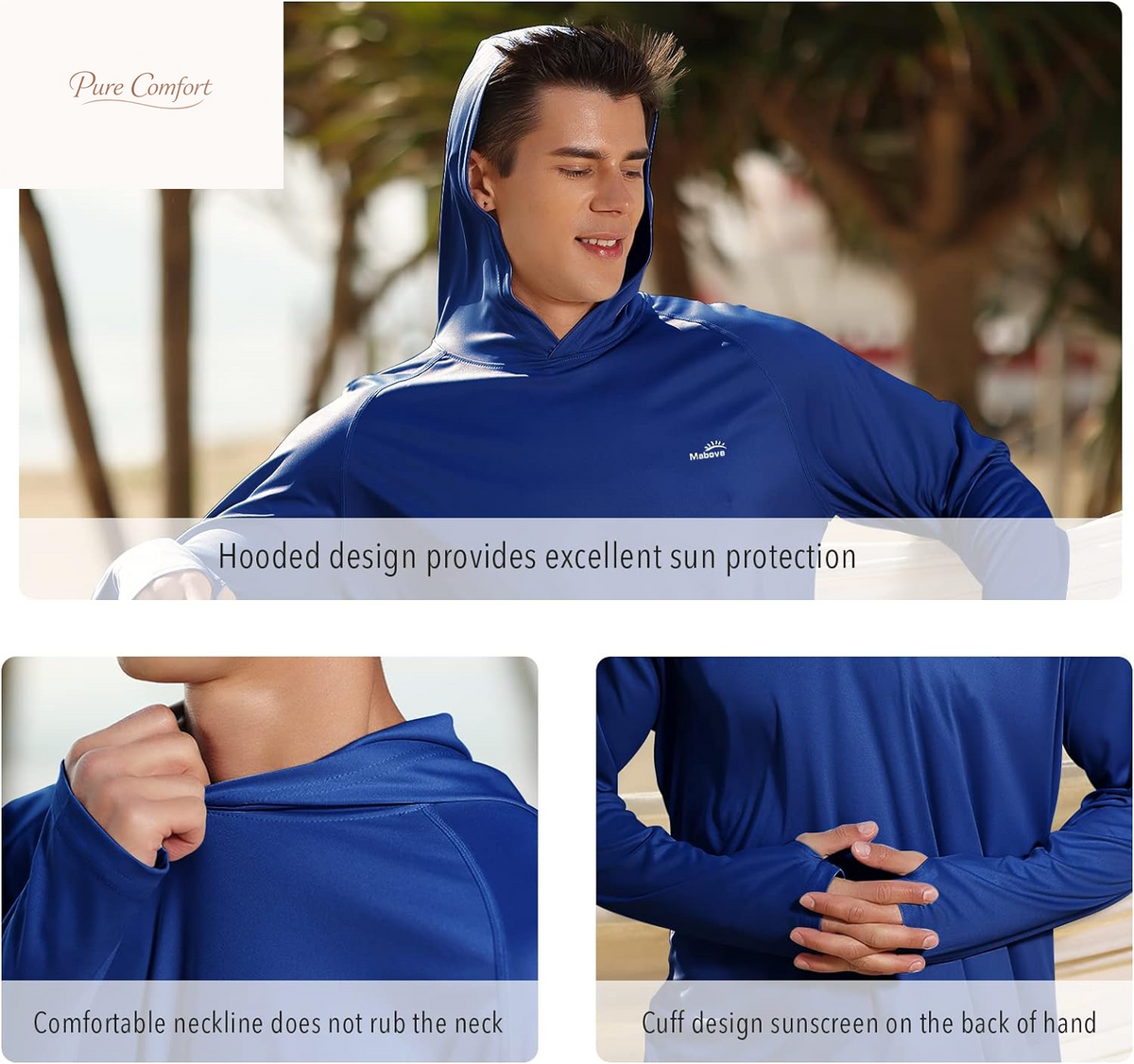 Men'S UPF 50+ Long Sleeve Sun Shirts UV Protection Hoodie Rash Guard Hiking Fishing Swim T Shirt