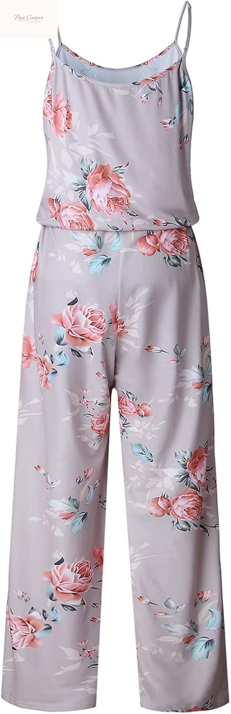 Women'S Floral Printed Jumpsuits Solid Rompers Casual Comfy Striped Jumpsuit with Pockets